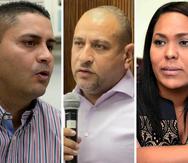 Los alcaldes de Naranjito e Isabela, Orlando Ortiz y Miguel “Ricky” Méndez, respectivamente, y la alcaldesa de Gurabo Rosachely Rivera.