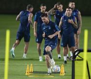 Lionel Messi durante el entrenamiento de Argentina un día antes del duelo frente a México.