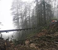Un tramo de la conexión ferroviaria Shimla-Kalka afectado por aguaceros a las afueras de Shimla, en el estado indio de Himachal Pradesh, el lunes 14 de agosto de 2023.