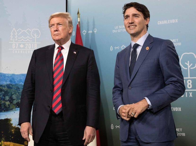 El presidente de Estados Unidos, Donald Trump, junto al primer ministro de Canadá, Justin Trudeau. (GFR Media)
