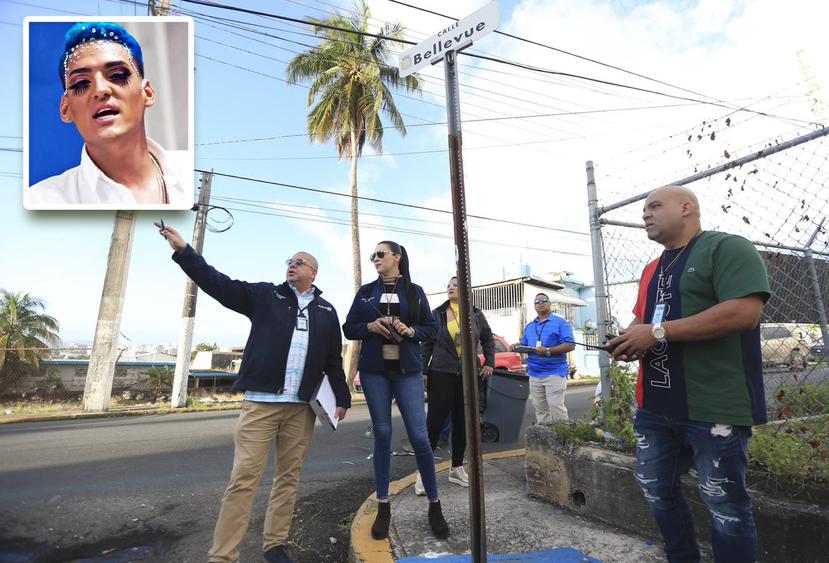 El agente Ángel Maysonet, izquierda, y la sargento Karina Ojeda, al centro, acudieron ayer, jueves, junto a otros oficiales al área donde fue ultimado el artista en Santurce.