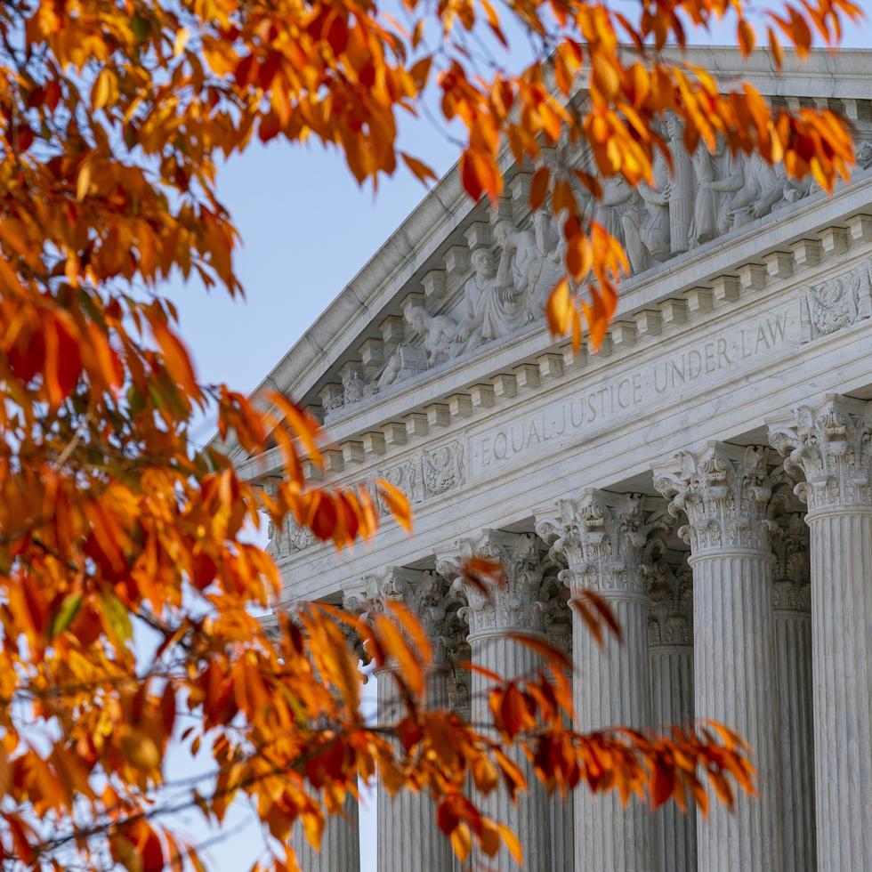 The U.S. Supreme Court is seen as arguments are heard about the Affordable Care Act Tuesday, Nov. 10, 2020, in Washington. (AP Photo/Alex Brandon)