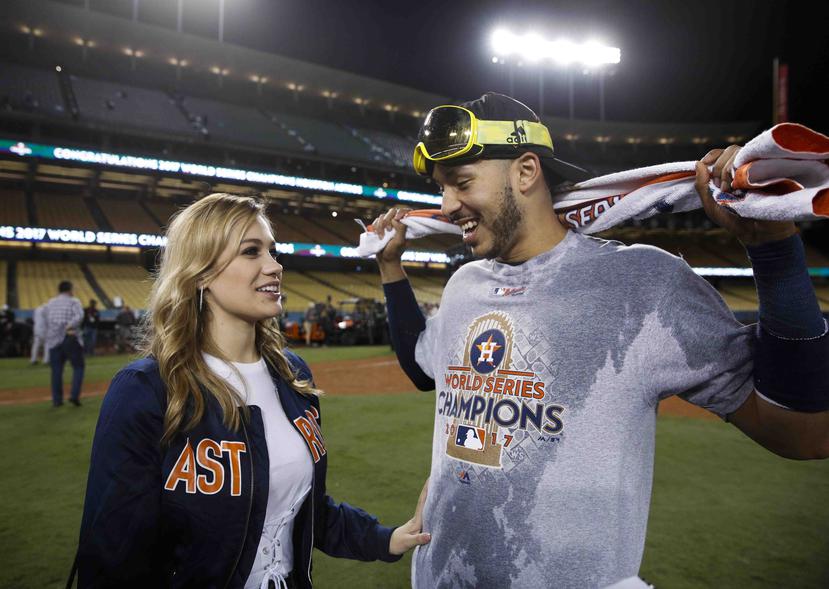 Carlos Correa le propuso matrimonio a su entonces novia en 2017 luego de ganar la Serie Mundial con los Astros. (Archivo / AP)