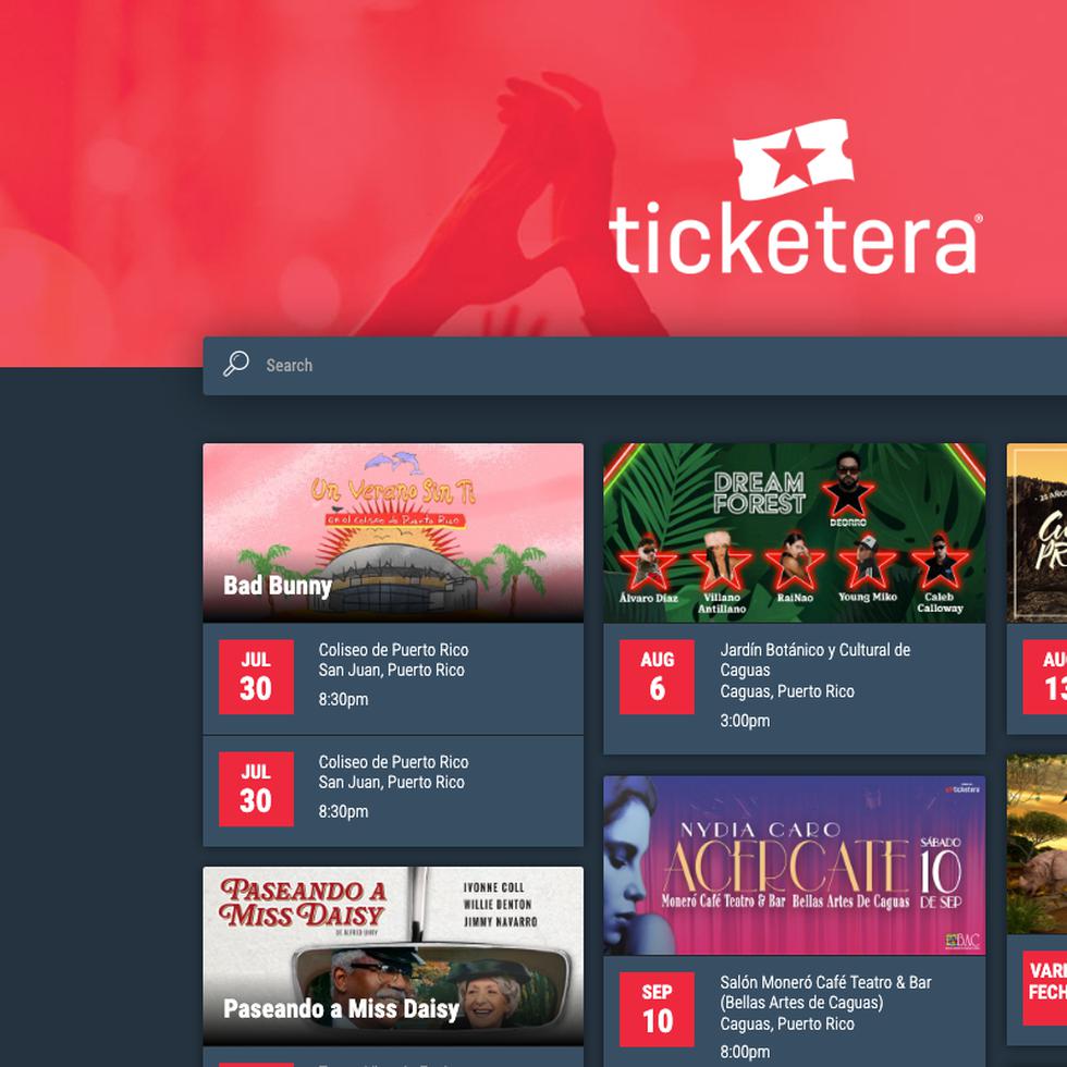 Captura de la página web de Ticketera.