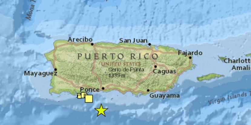 El temblor se registró al sur de Puerto Rico. (Captura / Red Sísmica)