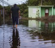 Zona inundada en el barrio Pozuelo, en Guayama, tras el paso del huracán Fiona.