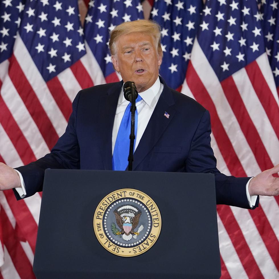 En esta imagen de archivo, el presidente de Estados Unidos, Donald Trump, ofrece un discurso en la Sala Este de la Casa Blanca, el 4 de noviembre de 2020, en Washington. (AP Foto/Evan Vucci, archivo)