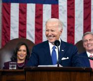 President Joe Biden delivers the State of the Union address to a joint session of Congress at the U.S. Capitol, Tuesday, Feb. 7, 2023, in Washington, as Vice President Kamala Harris and House Speaker Kevin McCarthy of Calif., watch. (Jacquelyn Martin, Pool)