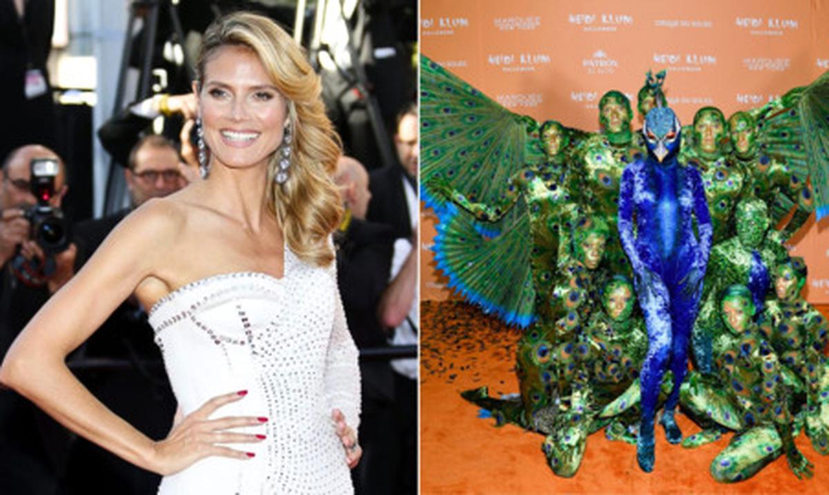Heidi Klum dressed as a peacock for Halloween 2023