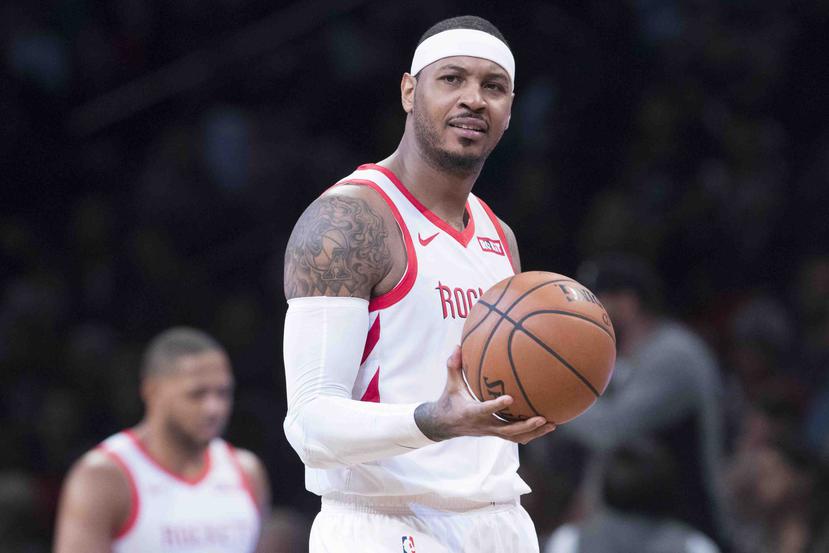 Carmelo Anthony jugó por última vez en la NBA con los Rockets de Houston, el 8 de noviembre de 2018. (AP)