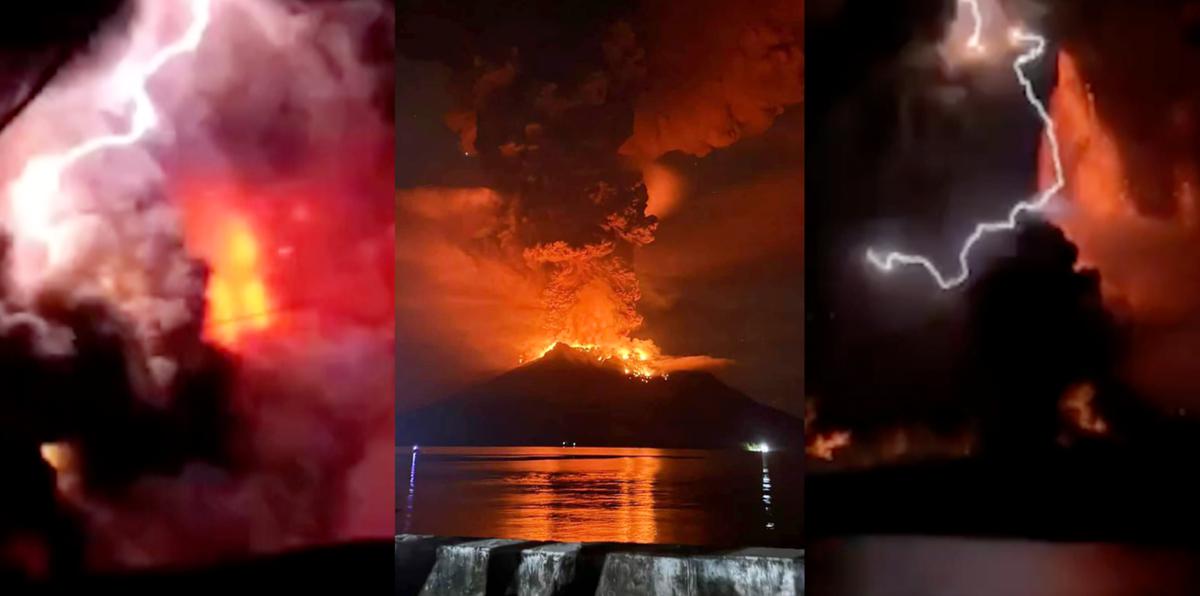 Espectáculo natural: captan rayos durante erupción volcánica en Indonesia