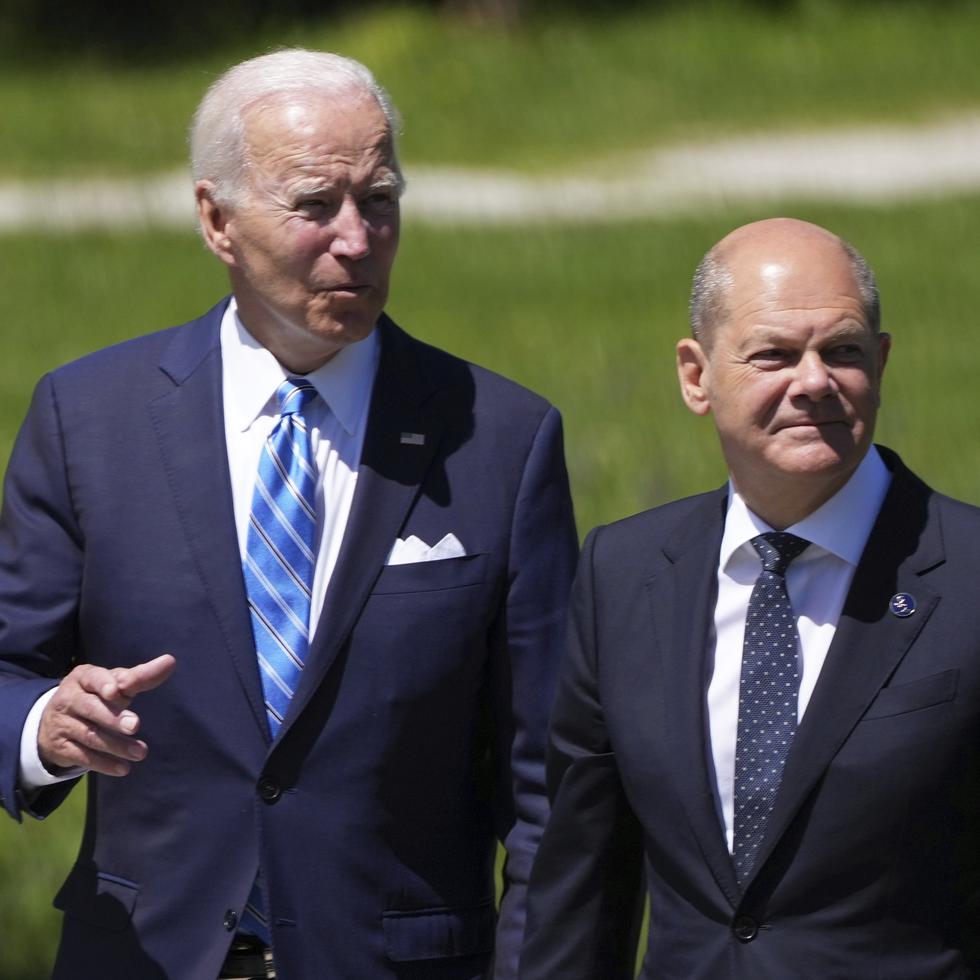 El presidente estadounidense Joe Biden y el canciller de Alemania, Olaf Scholz.