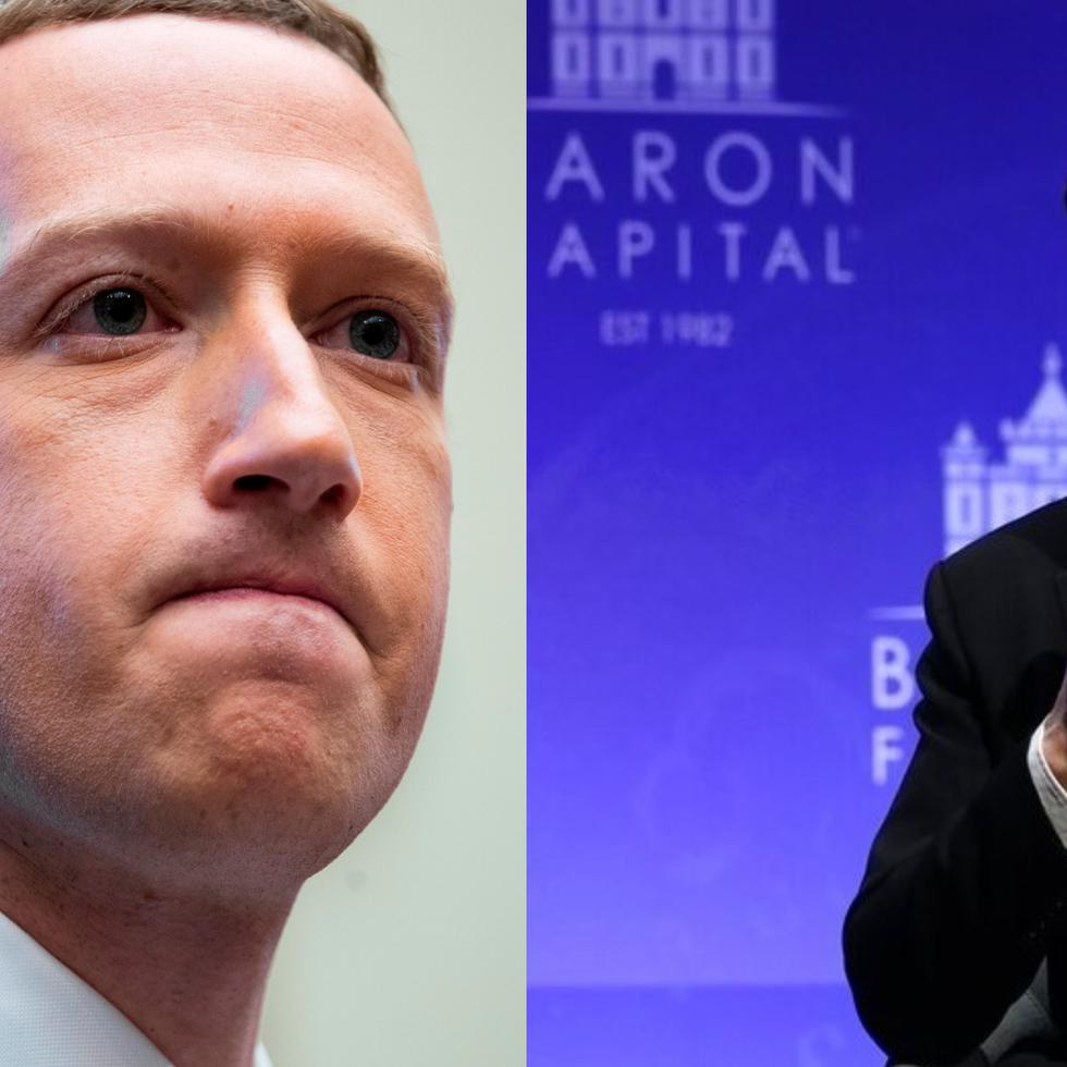 A la izquierda, el ejecutivo principal de Meta, Mark Zuckerberg. A la derecha, el dueño de Twitter, Elon Musk.