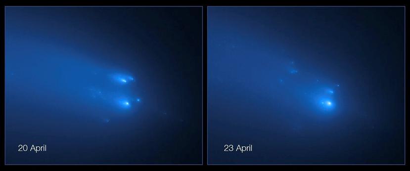 Imagénes logradas por el telescopio Hubble del cometa Atlas. (EFE)