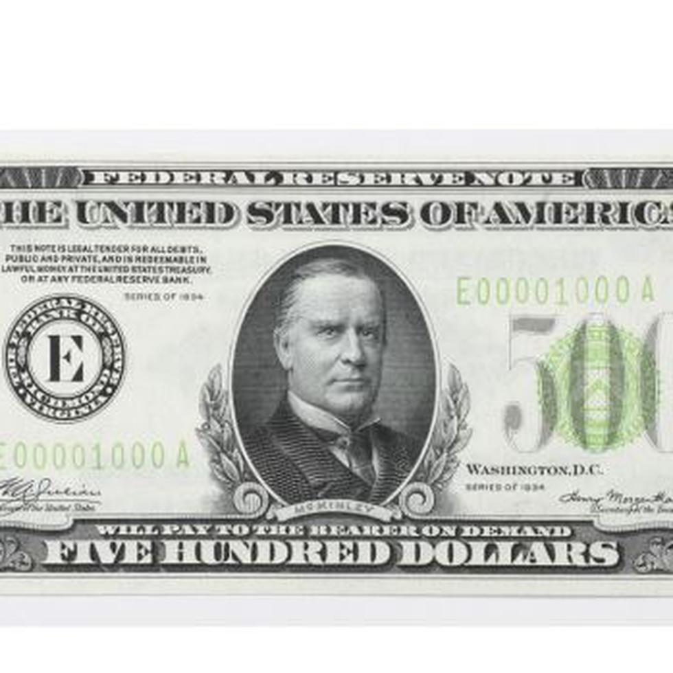 Billete estadounidense de $500 que se encuentra fuera de circulación y es preciado por coleccionistas.