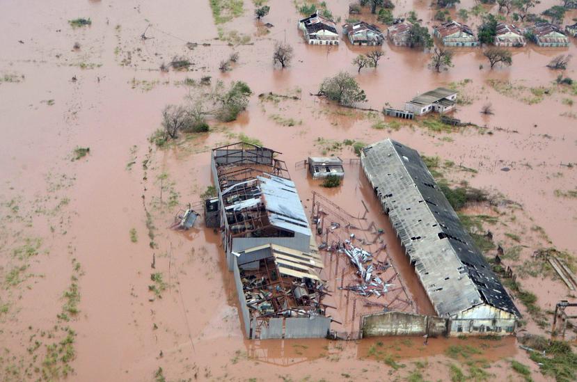 Vista aérea de los daños causados por las inundaciones después de que el huracán Idai tocó tierra en la provincia de Sofala, Mozambique. (EFE)
