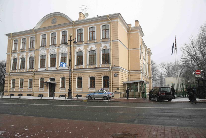 Vista del consulado británico en San Petersburgo, Rusia. (AP)