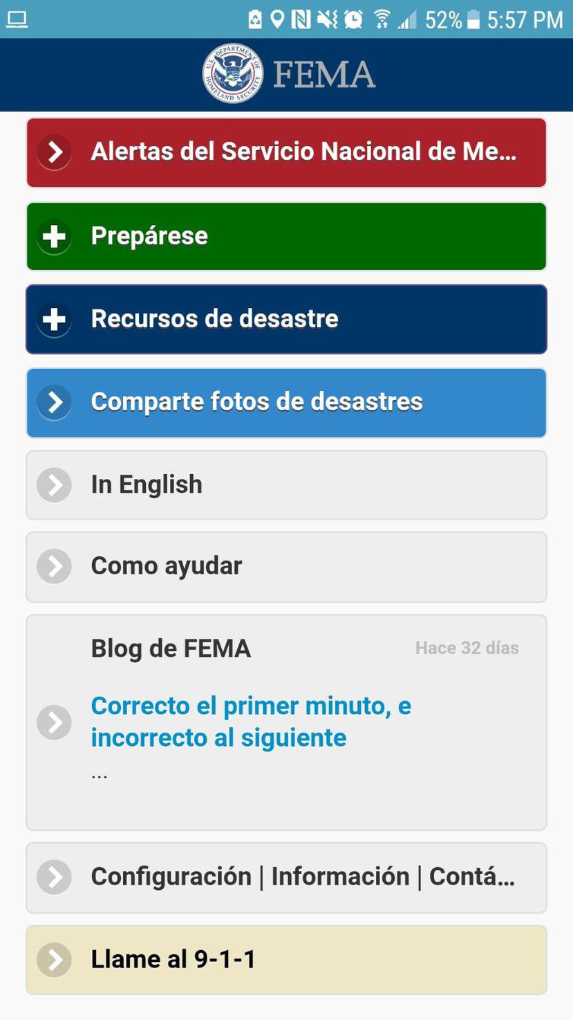 En la imagen, la aplicación de FEMA.