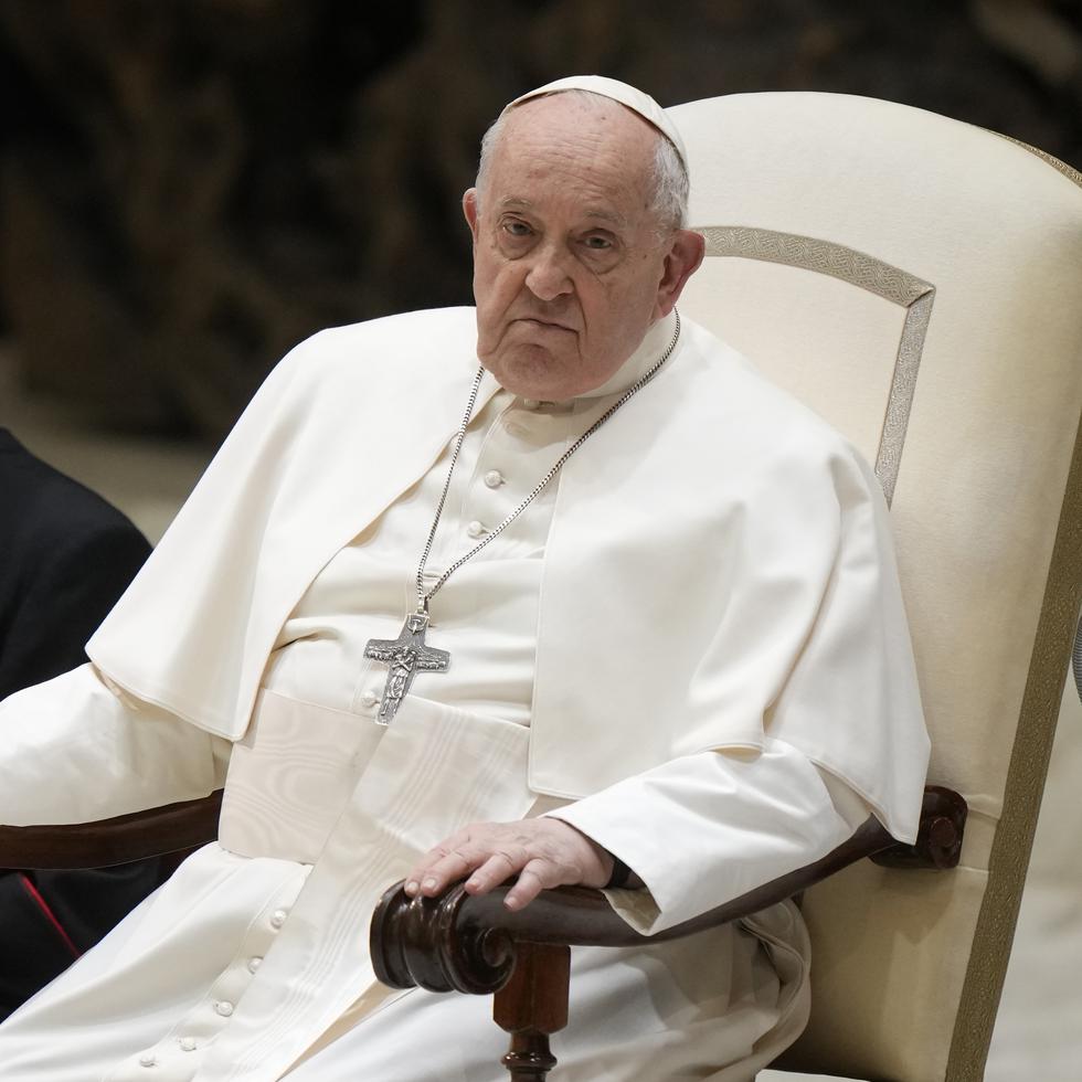 El papa Francisco durante su audiencia semanal en el salón Pablo VI, en el Vaticano