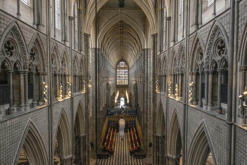 Una vista general de la Abadía de Westminster en Londres, antes de la coronación del rey Charles III.