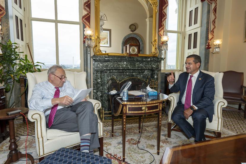 Puerto Rico Governor Pedro Pierluisi and the Senate Democratic Majority Leader Charles Schumer (N.Y.).