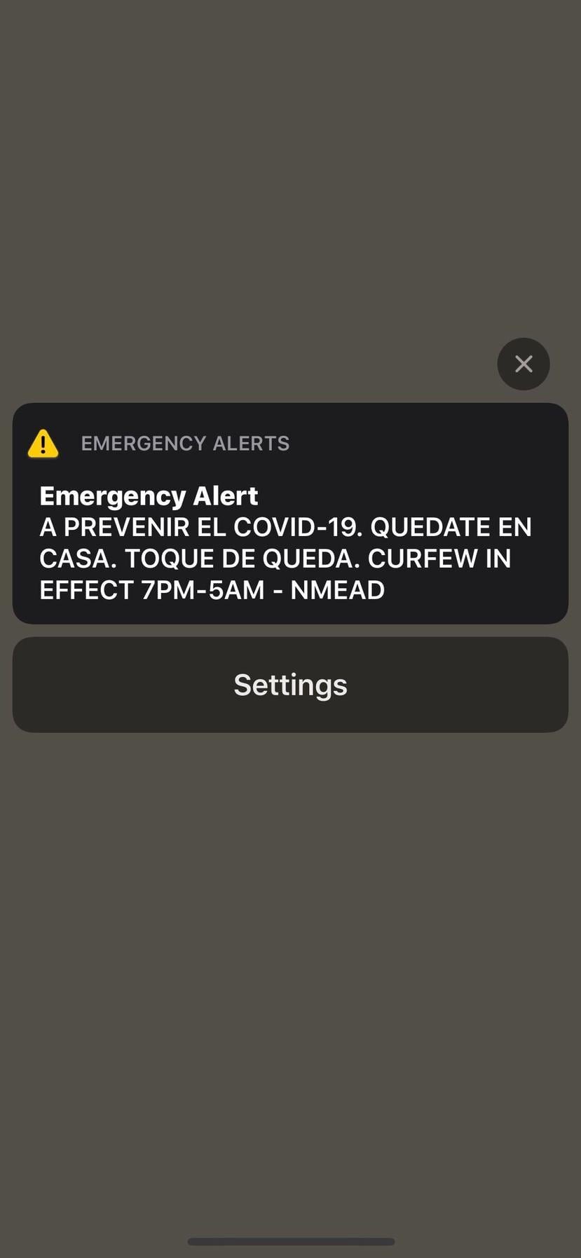 Captura de la alerta que enviaron el viernes, 1 de mayo. La notificación es enviada diariamente por el Negociado de Manejo de Emergencias y Administración de Desastres a las 6:30 p.m. (Captura)