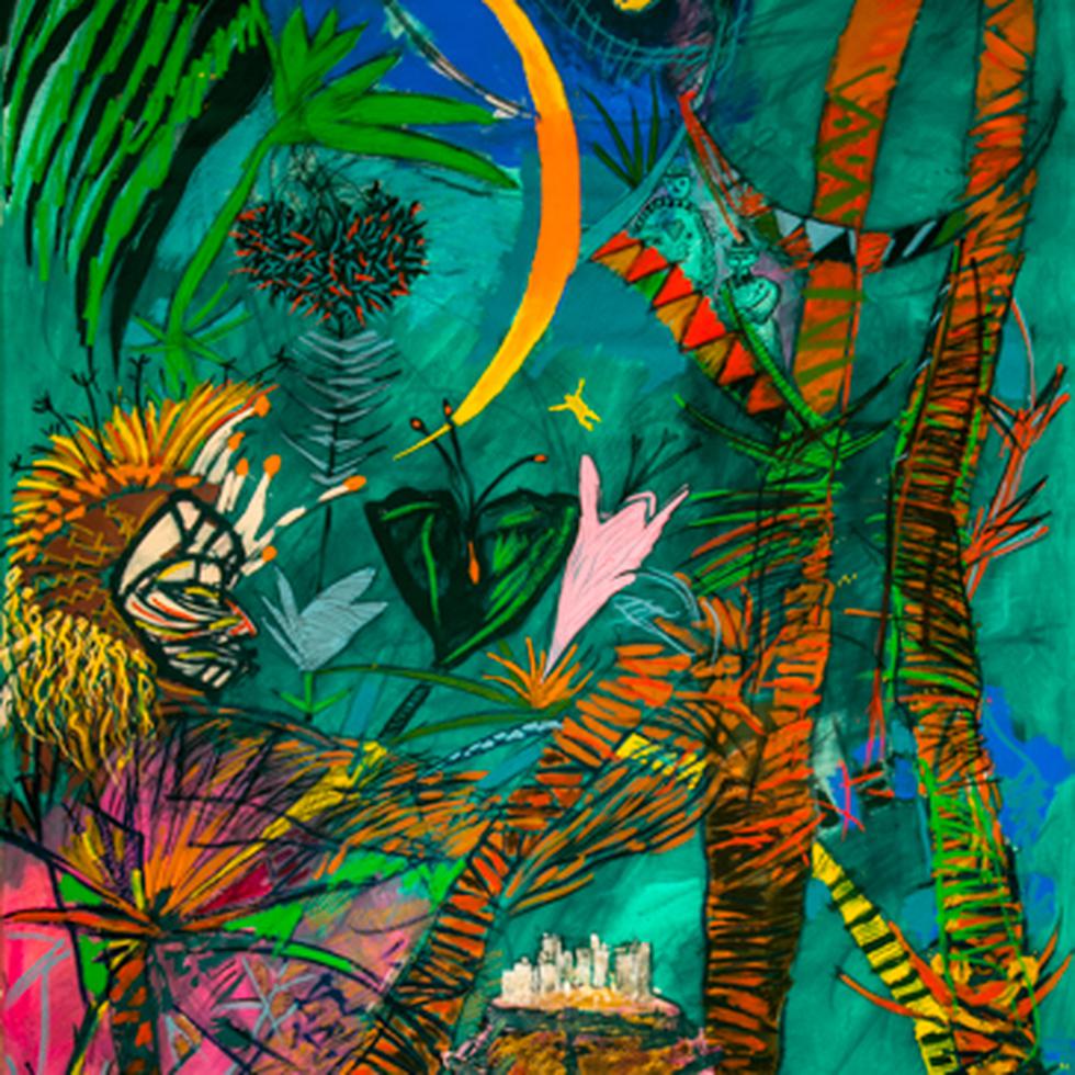 Obra "Los guayacanes del Irakere", del artista Dennis Mario, que estará en la exposición “Bocados visuales del Caribe Indo Afro Hispano”.