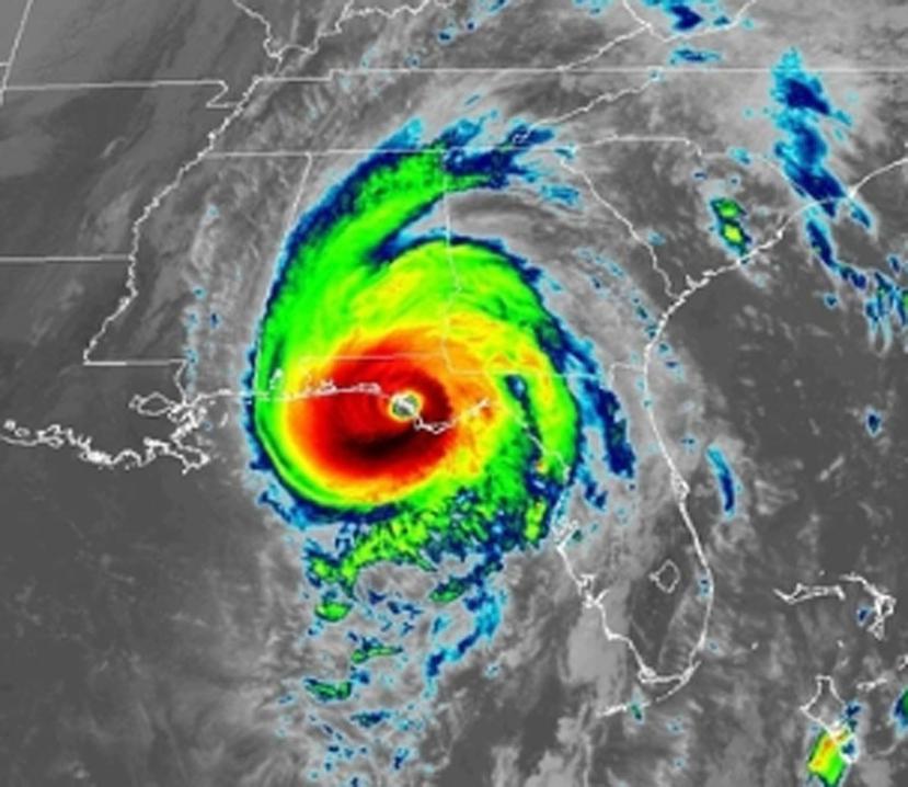 Imagen del satélite en la que se observa el huracán Michael haciendo su entrada a Florida. (Captura / NOAA)