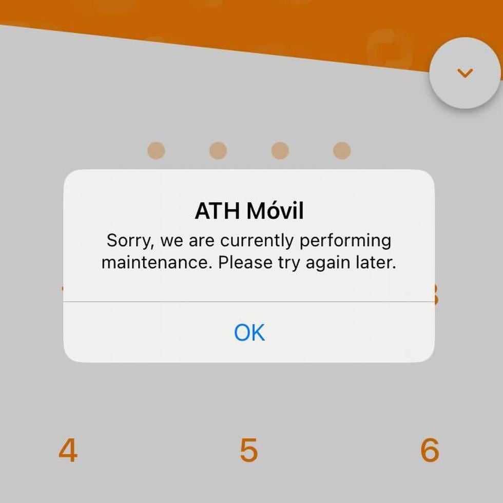 La aplicación ATH Móvil no está disponible a sus usuarios.