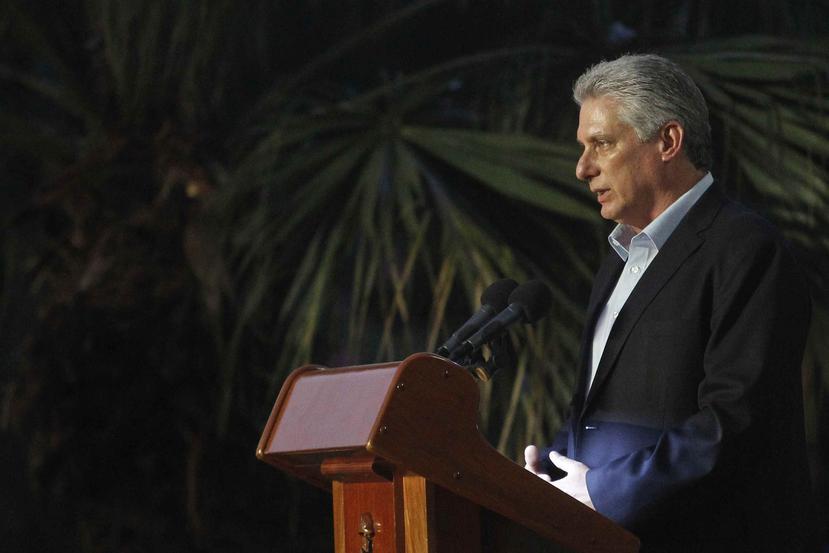 El presidente cubano, Miguel Díaz-Canel, preside el acto inaugural del Salón del Deporte Cubano, en la Ciudad Deportiva, el 13 de julio del 2018, en La Habana, Cuba. (EFE)