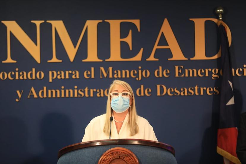 La gobernadora hizo el anuncio en el Negociado para el Manejo de Emergencias y Administración de Desastres. (GFR Media / Ramón "Tonito" Zayas)