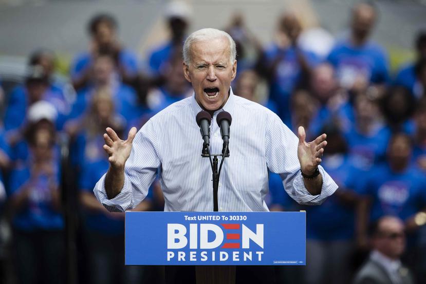 Biden durante un acto de campaña en Filadelfia. (AP)