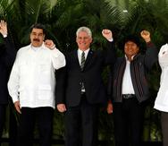 Desde la izquierda: El presidente de Nicaragua, Daniel Ortega, el presidente de Venezuela, Nicolás Maduro; el presidente de Cuba, Miguel Díaz-Canel; el presidente de Bolivia, Evo Morales, y el presidente de San Vicente y las Granadinas, Ralph Gonsalves. (