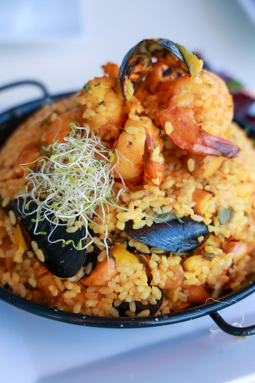 Seafood paella, one of the favorite dishes on the restaurant's menu.