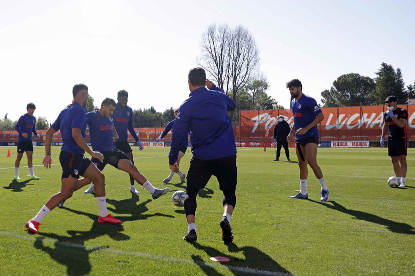 Los jugadores del Atlético de Madrid en un reciente entrenamiento. La Liga apunta a volver el próximo 11 de junio.