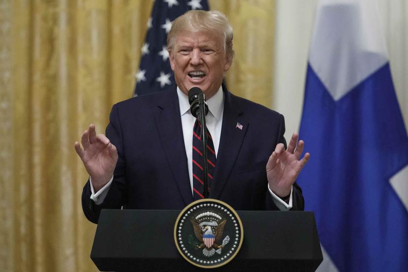 El presidente Donald Trump habla en una conferencia de prensa con el mandatario finlandés Sauli Niinisto en la Casa Blanca en Washington, el miércoles 2 de octubre de 2019. (AP / Carolyn Kaster)