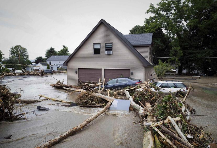 La destrucción a causa de las inundaciones en la zona de Lodi en Nueva York. (AP)