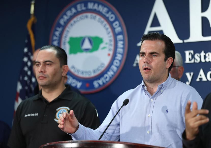 El gobernador Ricardo Rosselló durante una conferencia de prensa.
