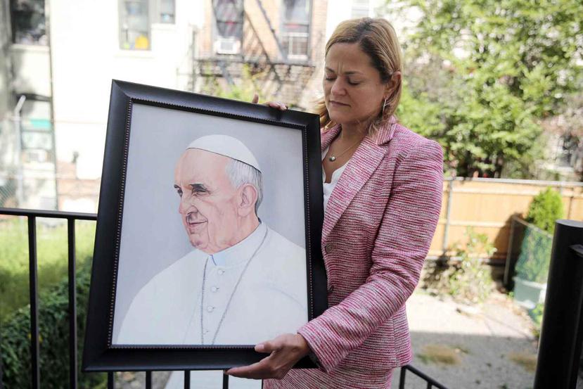 Melissa Mark-Viverito señaló que López Rivera pintó el cuadro a principios de este año, inspirado por las cualidades que ha percibido del papa Francisco. (Suministrada)