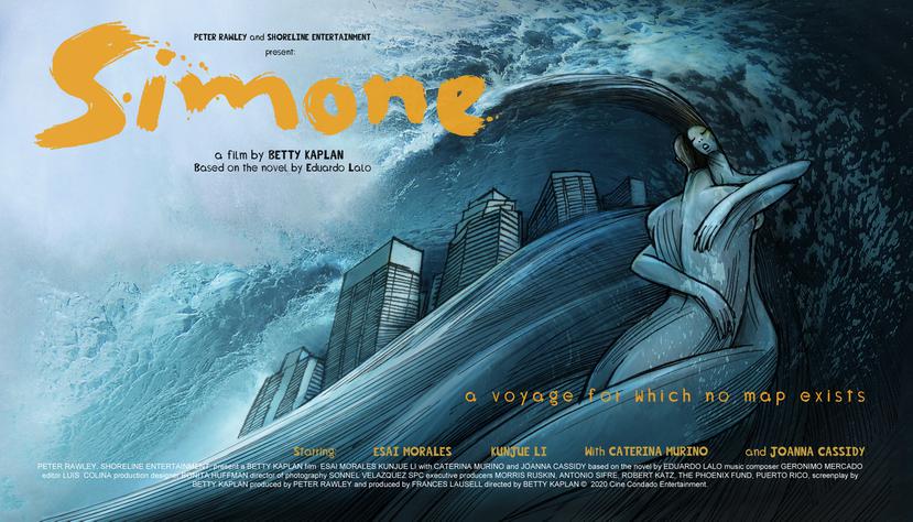 Muestra de un póster creado para la película "Simone" por el ilustrador Ángel Boligán.