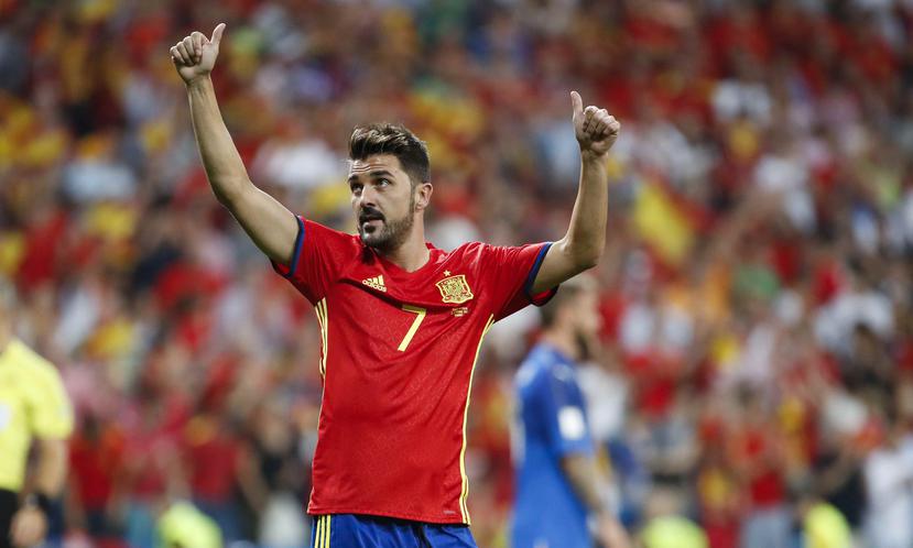 El delantero de la selección española, David Villa, durante el encuentro clasificatorio para el mundial de Rusia 2018. (EFE)