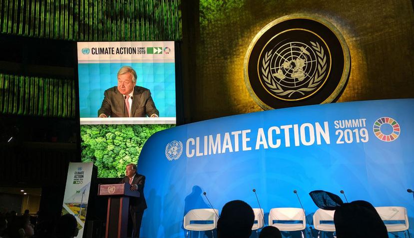 Guterres urgió además a cumplir con los objetivos de reducir las emisiones en un 45% para 2030 (Twitter/ @NoticiasONU).