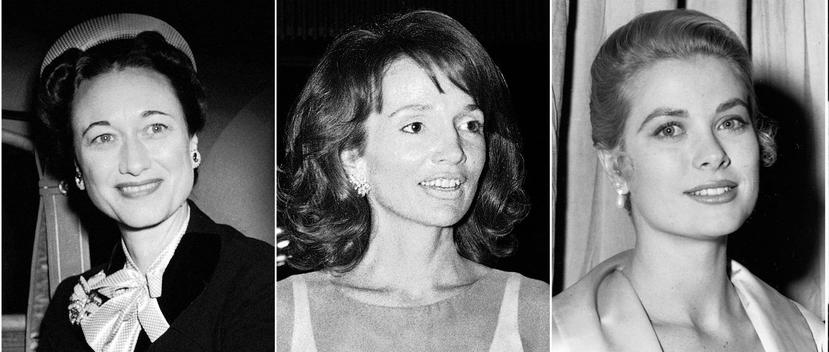 De izquierda a derecha, Wallis Simpson en 1941, Lee Radziwill en 1974, la actriz Grace Kelly en 1954 y la actriz Rita Hayworth en 1956. (AP)