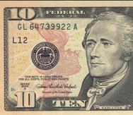 Figura de Alexander Hamilton en el billete de $10.