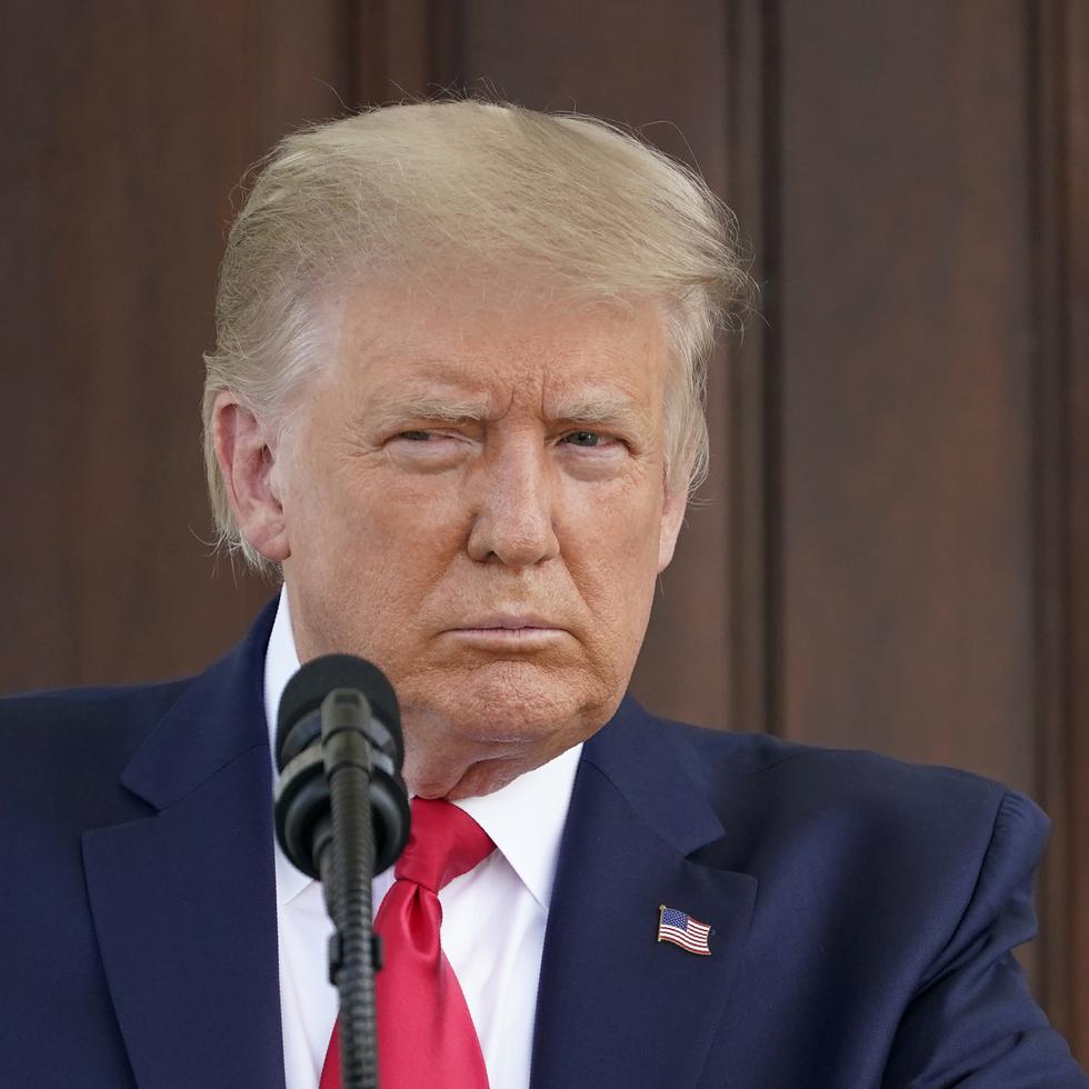 El presidente Donald Trump escucha una pregunta durante una conferencia de prensa en la Casa Blanca el lunes, 7 de septiembre.