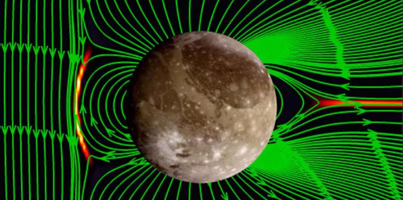 Científicos de la NASA explicaron que al analizar la rotación de Ganímedes, el campo magnético de esa luna demuestra que debajo de la superficie hay un enorme océano de agua salada. (NASA/European Space Agency)