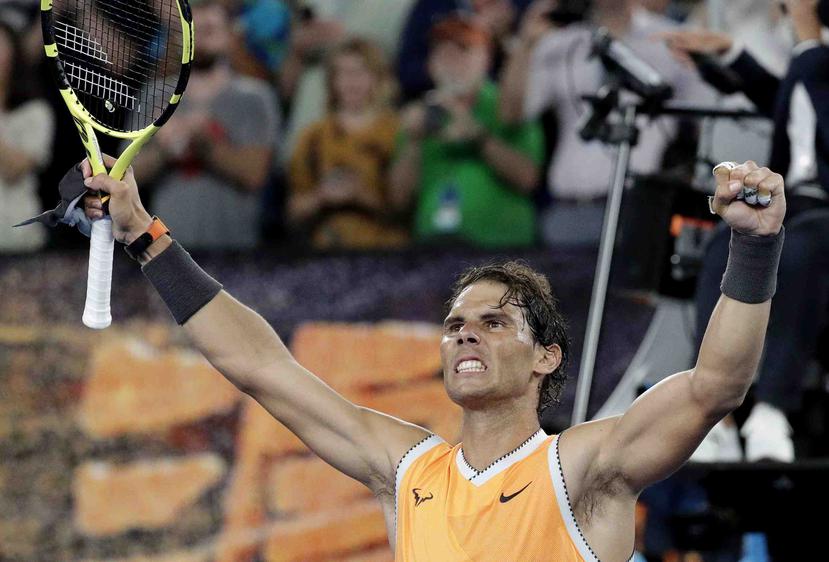 Rafael Nadal celebra su triunfo sobre Frances Tiafoe. (AP)