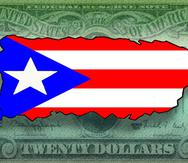 Motivo bandera Puerto Rico dinero