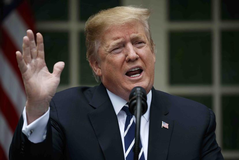El presidente Donald Trump ofrece una declaración en el Jardín de Rosas de la Casa Blanca, el miércoles 22 de mayo de 2019, en Washington. (AP / Evan Vucci)