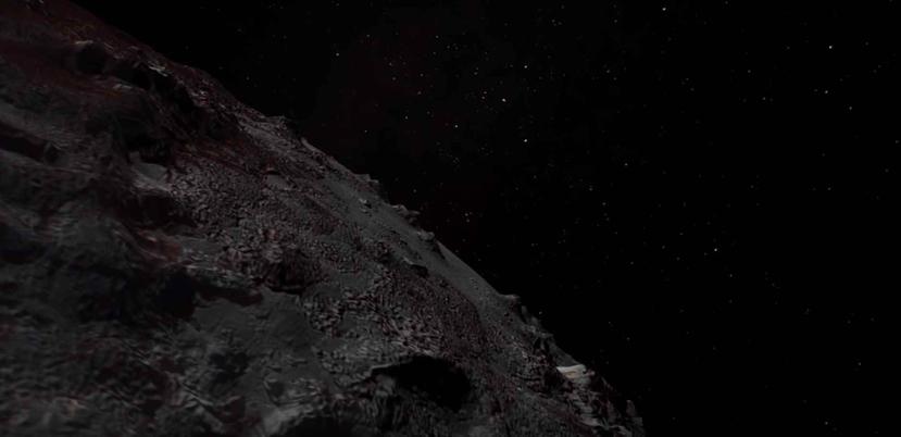El paso por Plutón, según el audiovisual, se inicia sobre las tierras altas al suroeste de Sputnik Planitia. (Captura de pantalla)